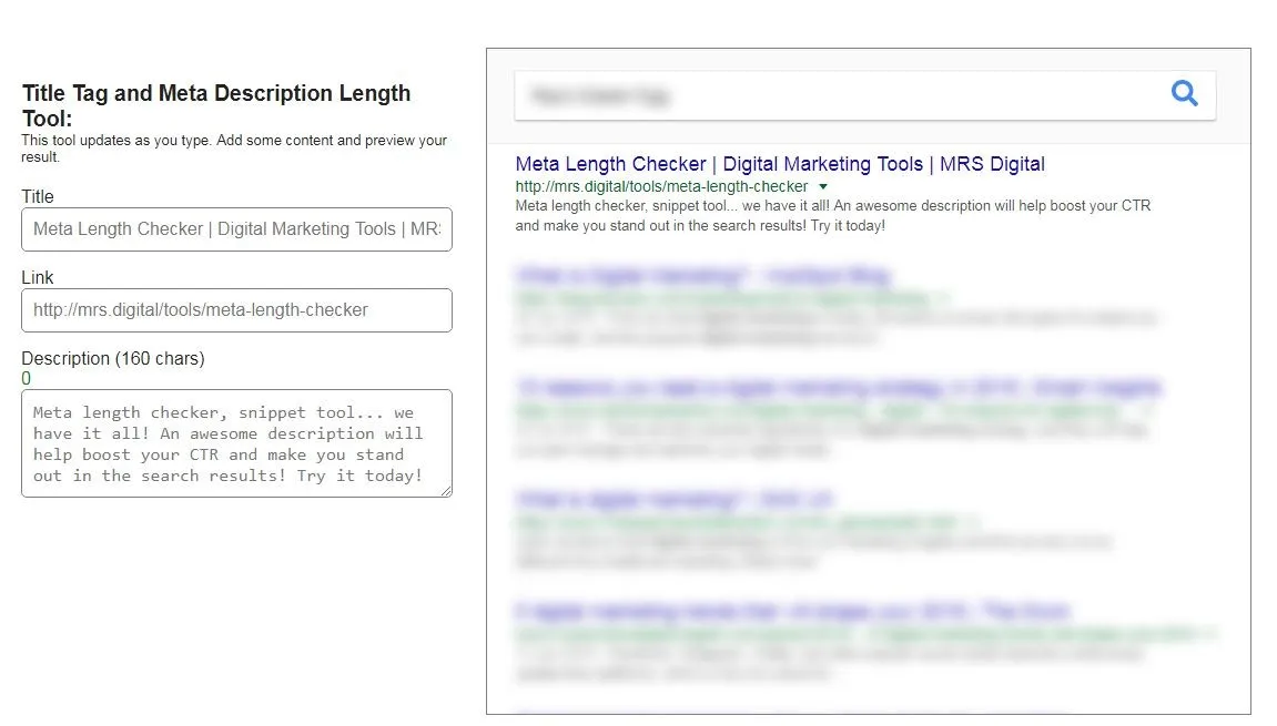 Title tag and meta description length checker