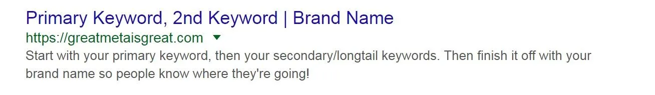 Title Tag Example of Keywords