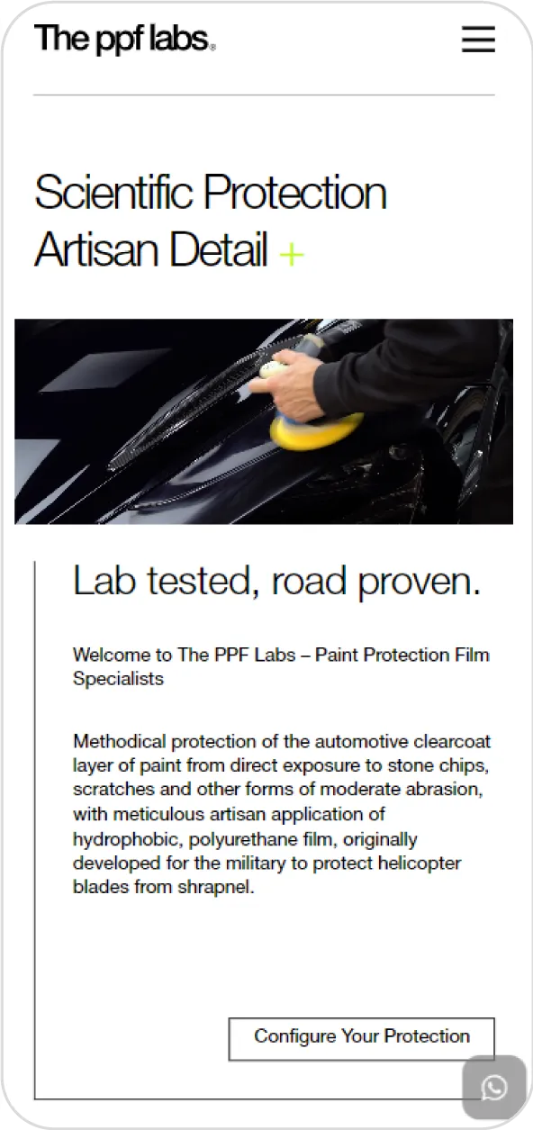 Precision, Artisan-designed Website for Automotive Protection
