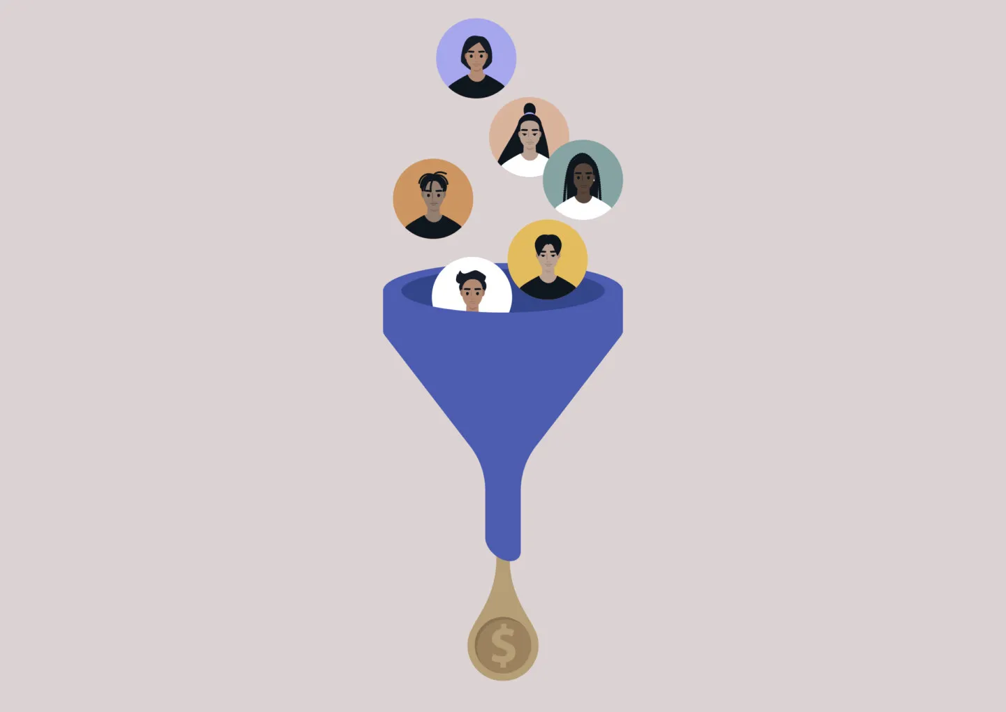 People profiles being added to a funnel