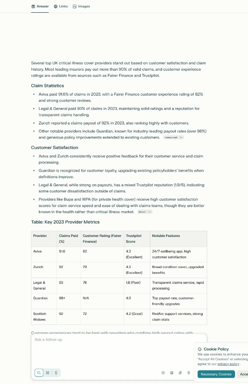 Otterly AI response appearance